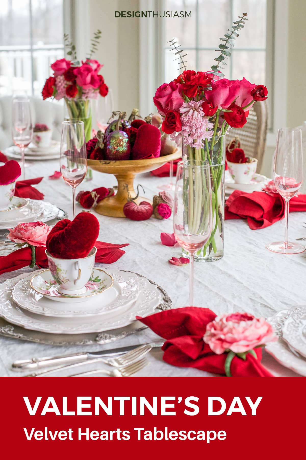 velvet hearts valentine's day table