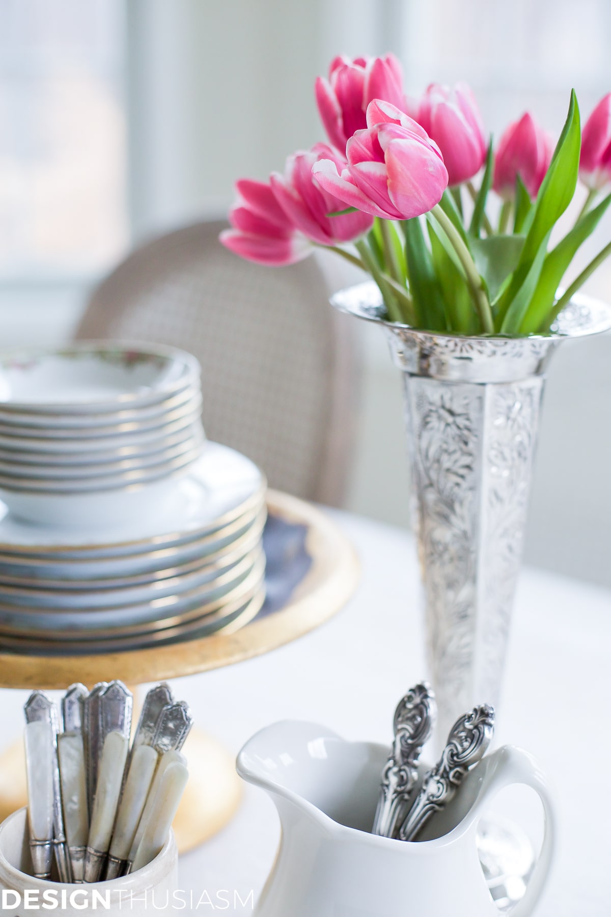 vintage pieces on the breakfast table