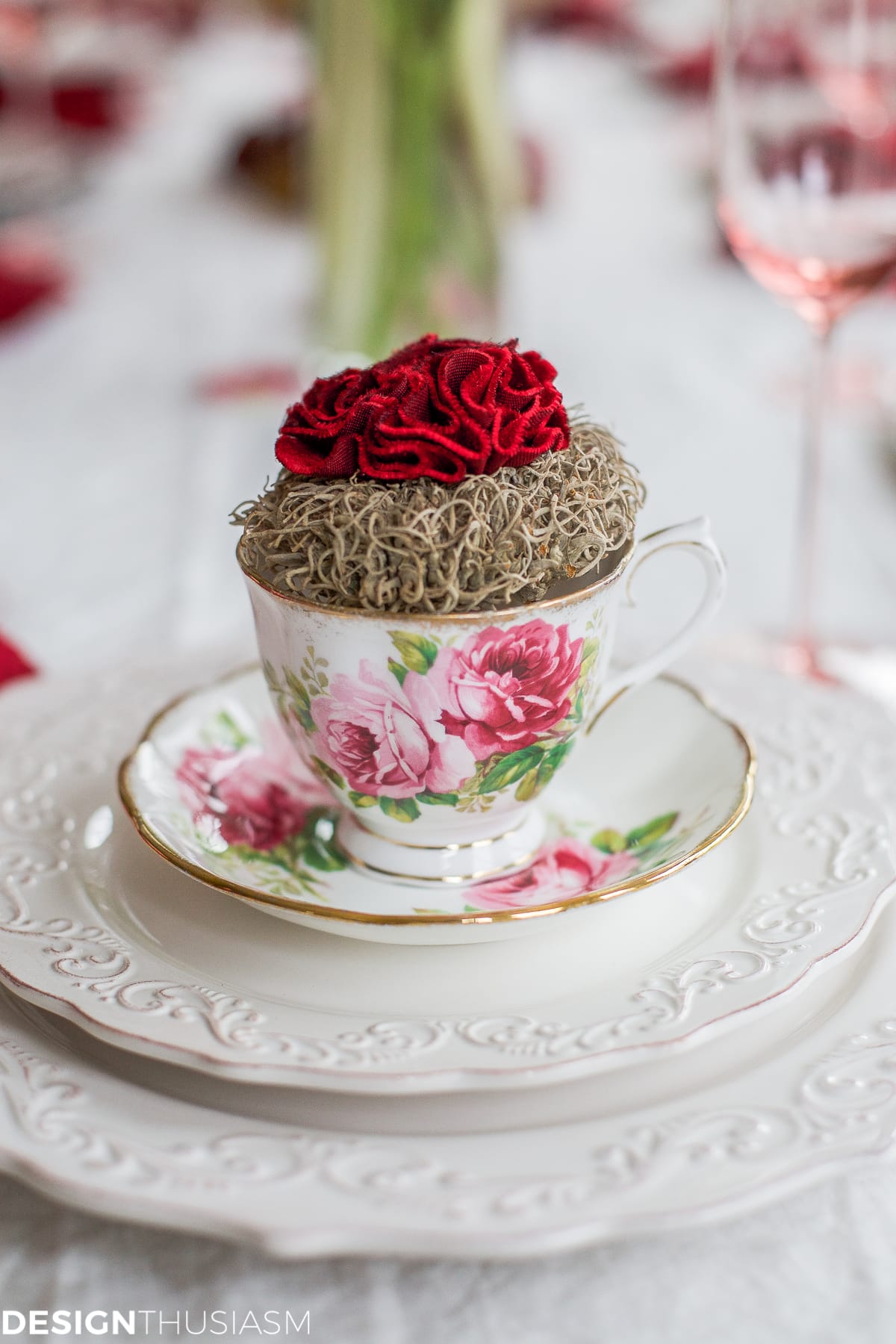 Valentine's Day Decorations: Velvet Hearts Tablescape | terilynadamsblog.com