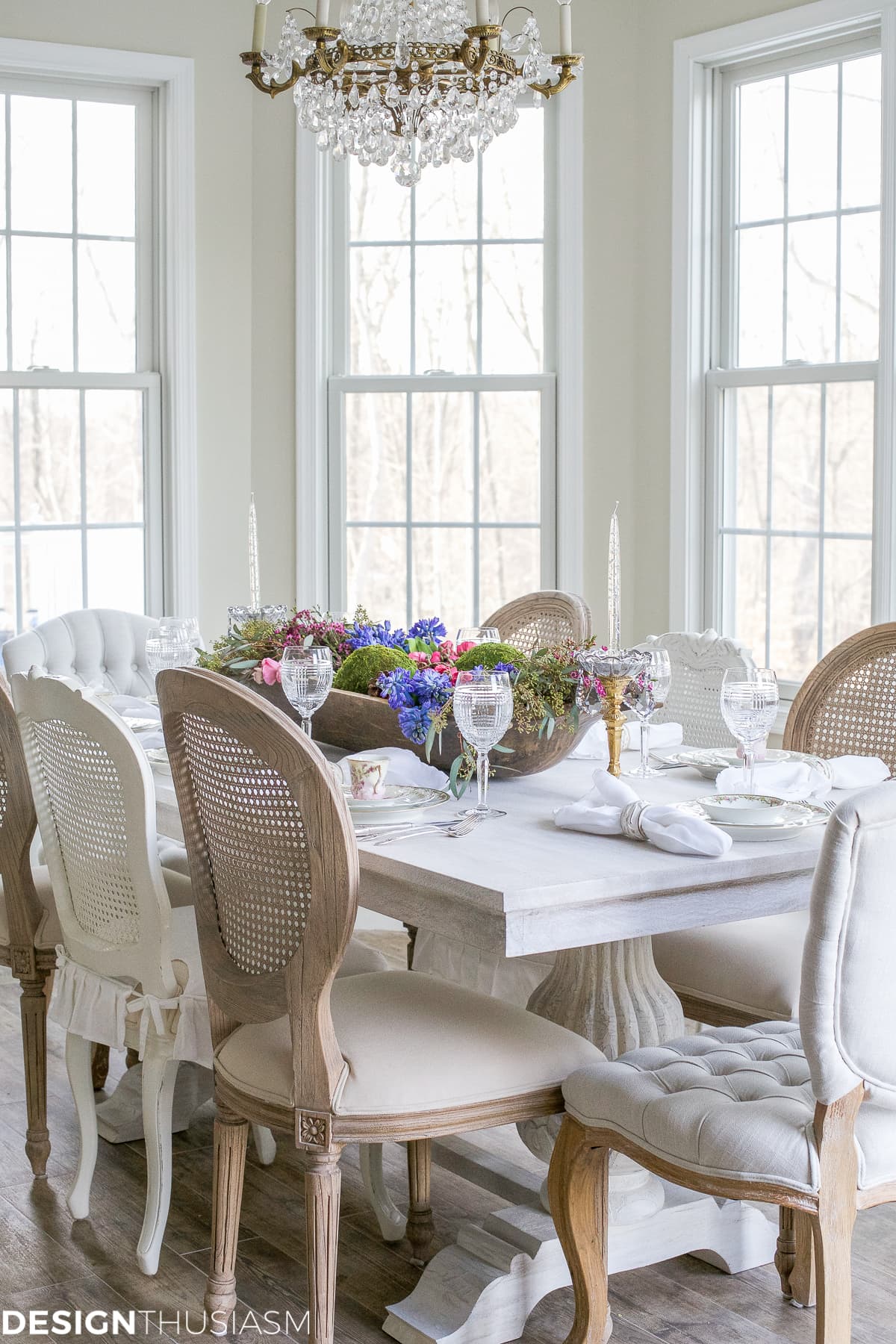 Winter Table: Vintage Dishes with a Dough Bowl Centerpiece | terilynadamsblog.com