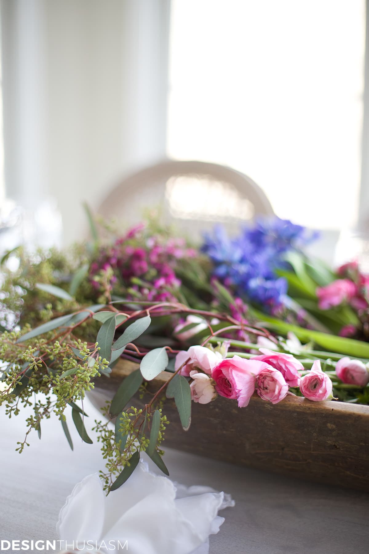 Winter Table: Vintage Dishes with a Dough Bowl Centerpiece | terilynadamsblog.com