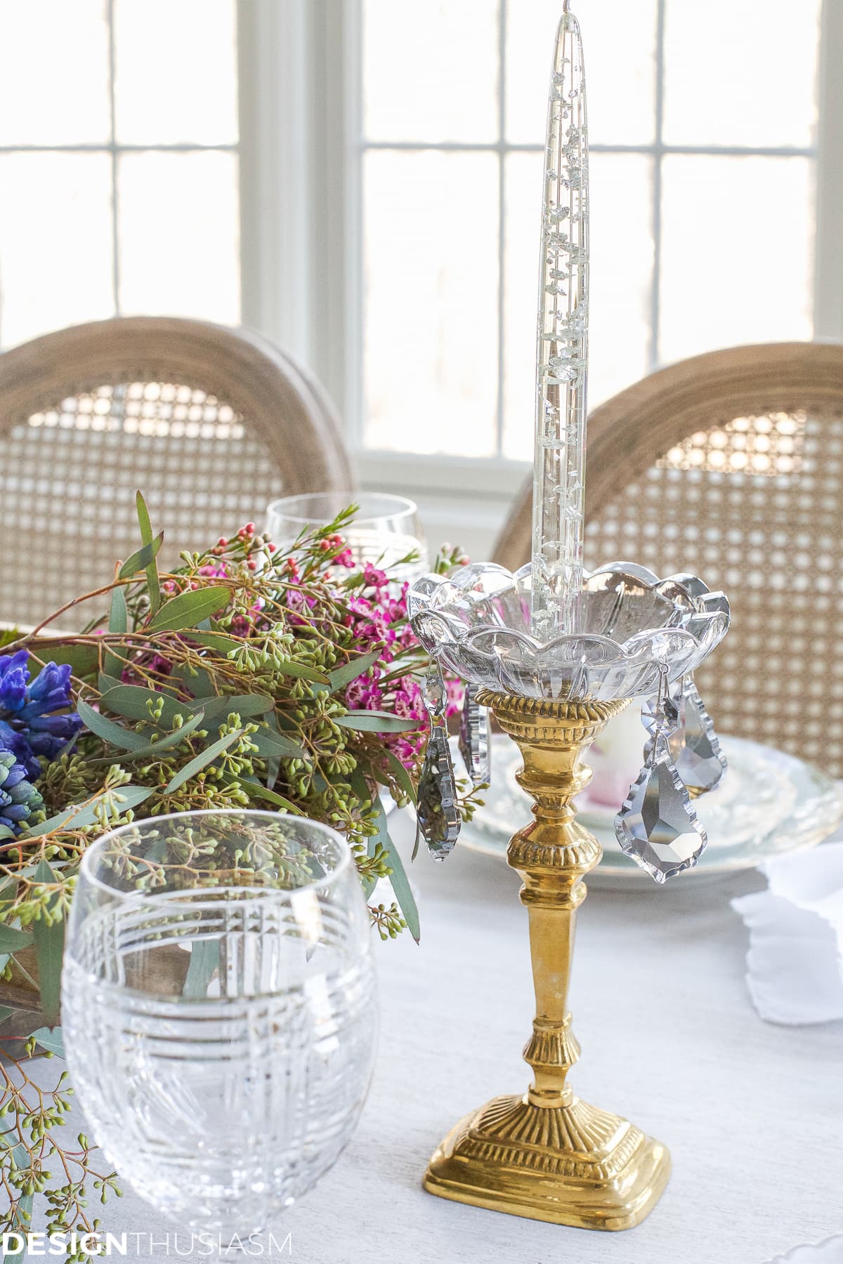 Winter Table: Vintage Dishes with a Dough Bowl Centerpiece | terilynadamsblog.com