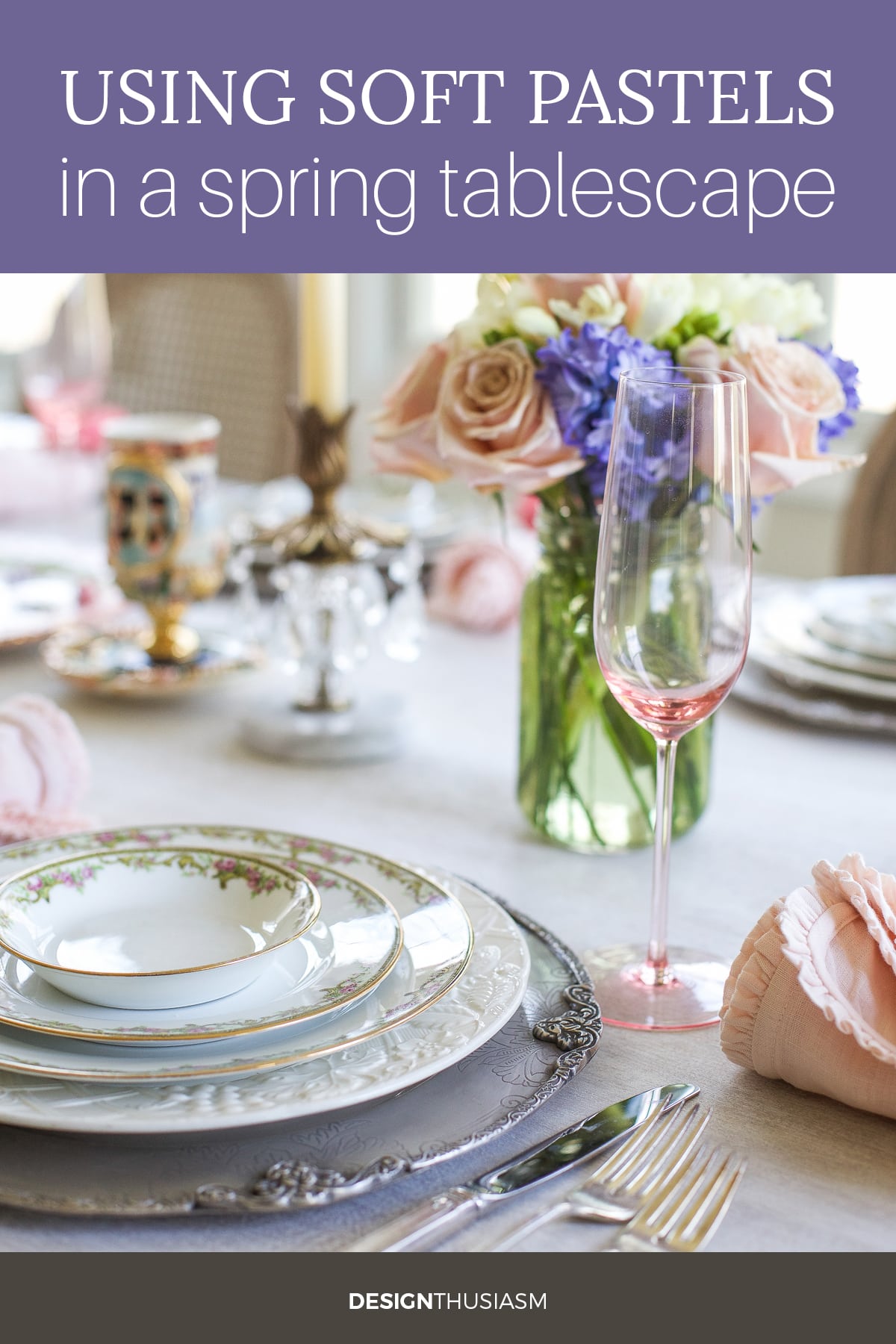 spring pastels tablescape