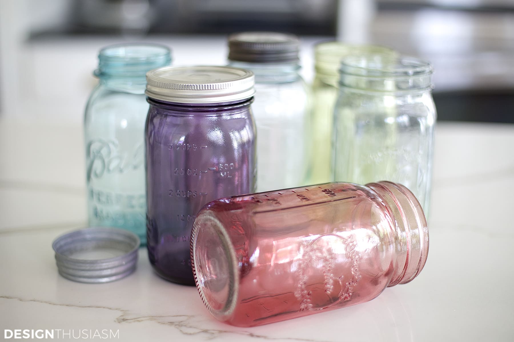 vintage colorful mason jars