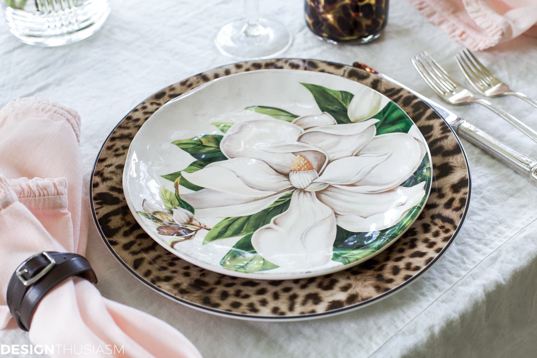 Cool Plates | Mixing Animal Print and Soft Floral in a Tablescape - terilynadamsblog.com