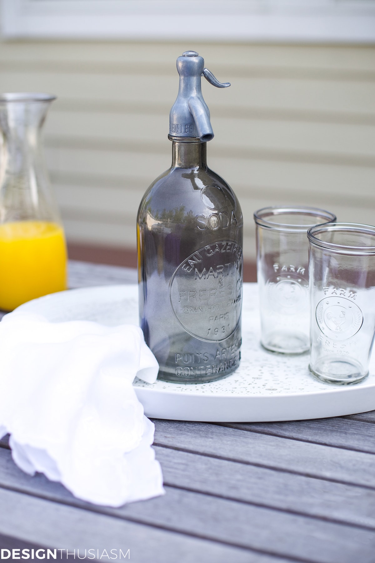 Patio decor seltzer bottles