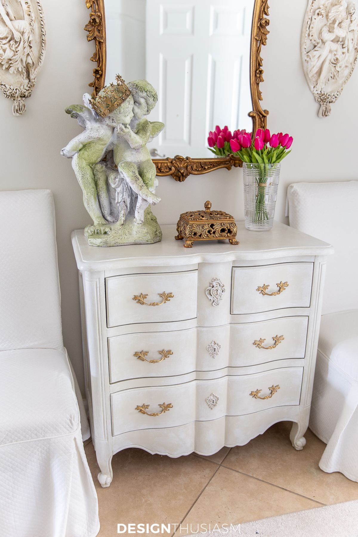 vintage style white chest