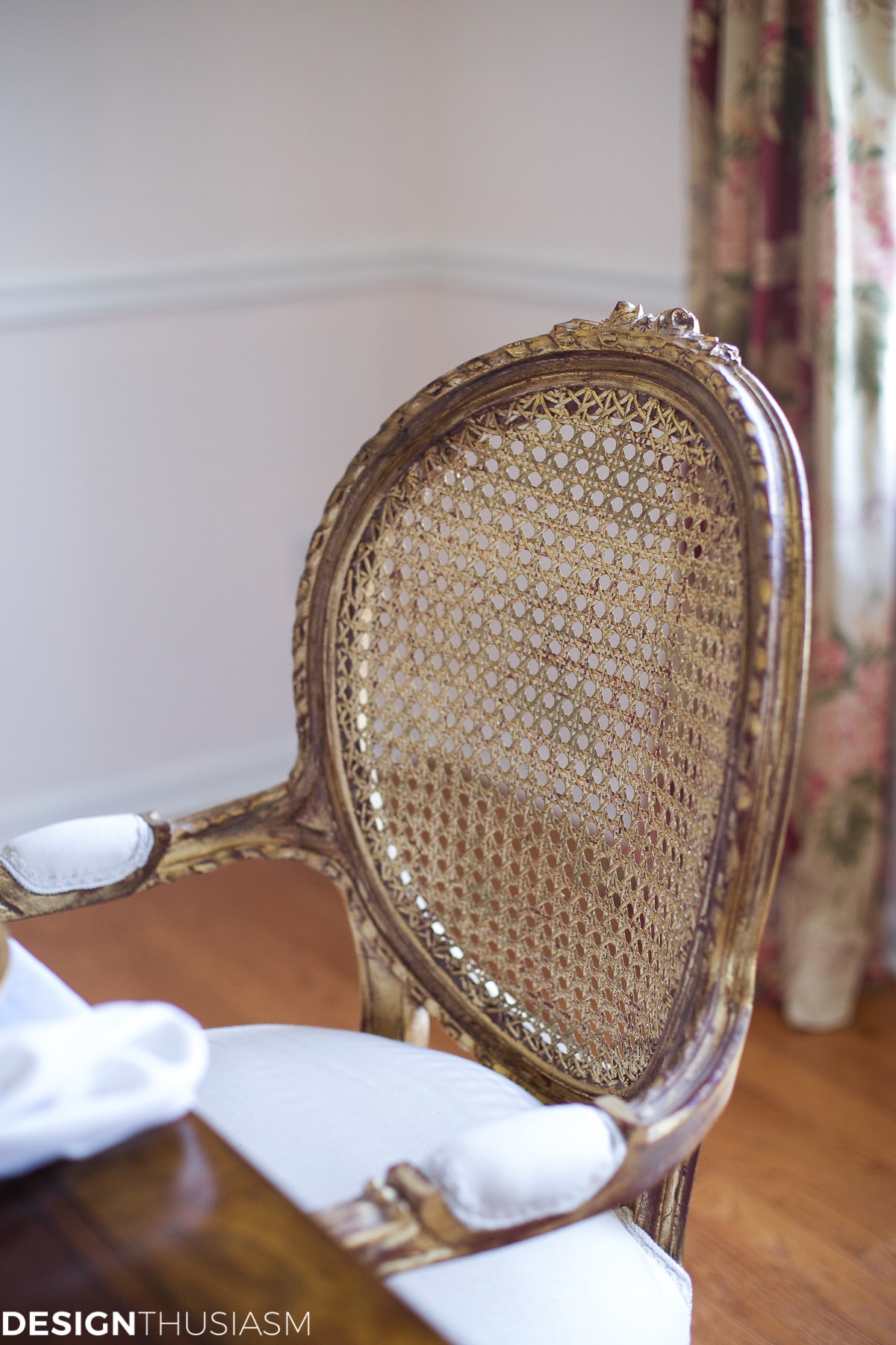 French country style table setting gilded chair