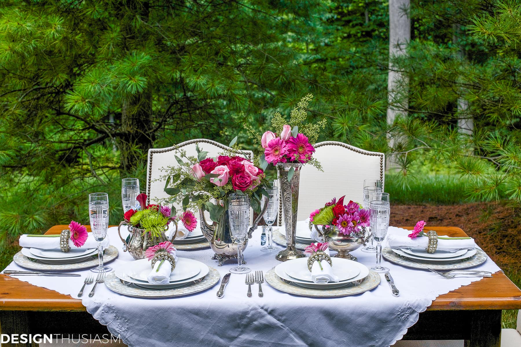 How to Set a Special Outdoor Table with Ordinary White Dishes - terilynadamsblog.com