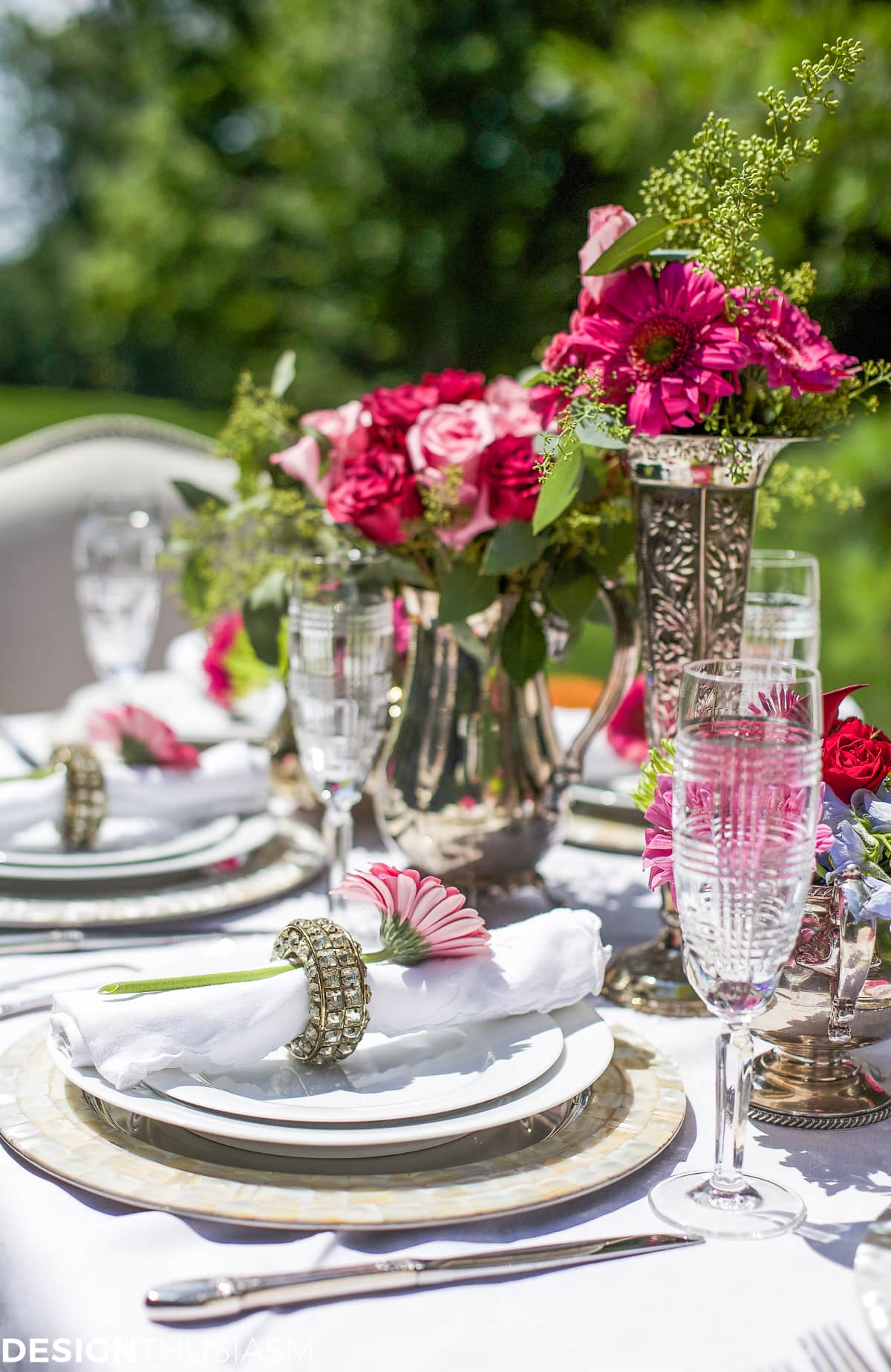 How to Set a Special Outdoor Table with Ordinary White Dishes - terilynadamsblog.com