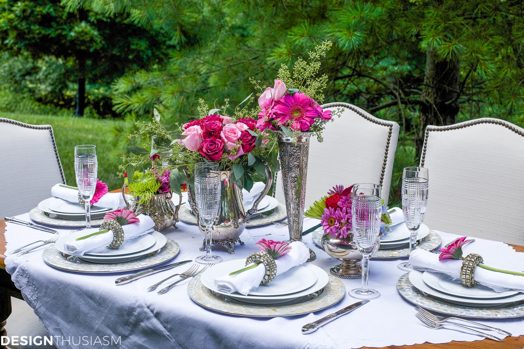 How to Set a Special Outdoor Table with Ordinary White Dishes - terilynadamsblog.com