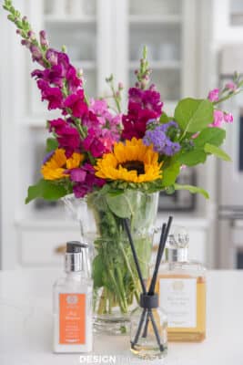 little luxuries flowers, hand cream and diffuser