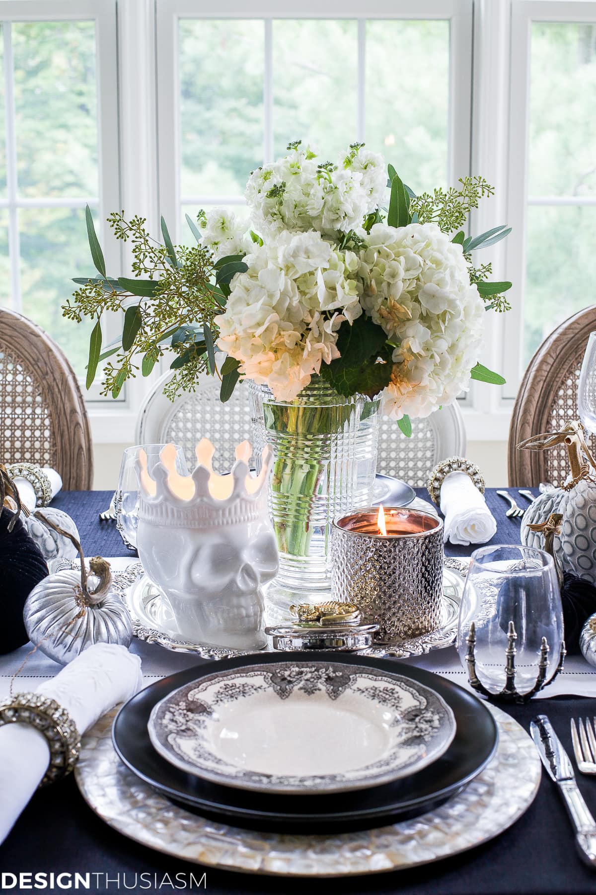 Black and White Table Top Ideas for an Elegant Halloween Dinner - terilynadamsblog.com