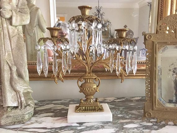 Brass Crystal Candelabra