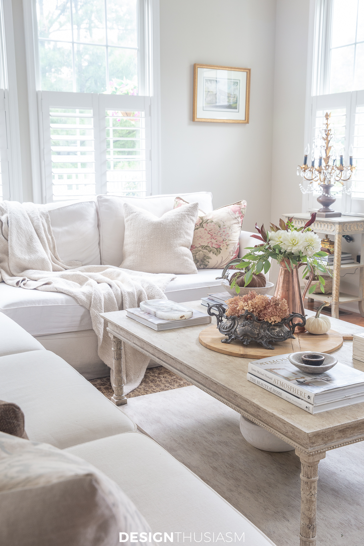 soft fall decor in the family room