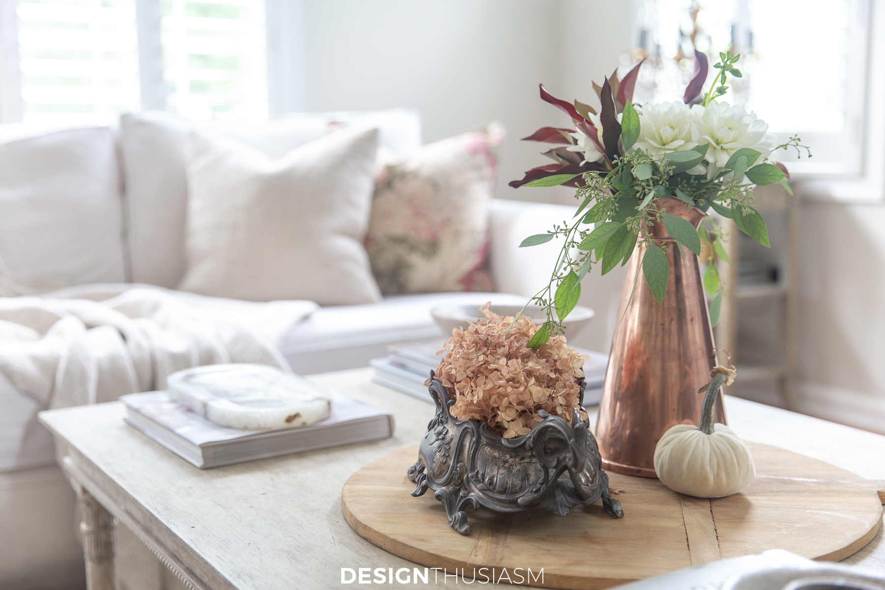 soft fall decor in the family room