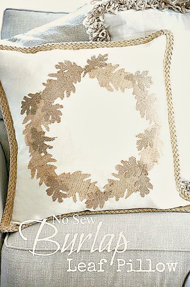 EASY NO SEW BURLAP LEAF PILLOW DIY