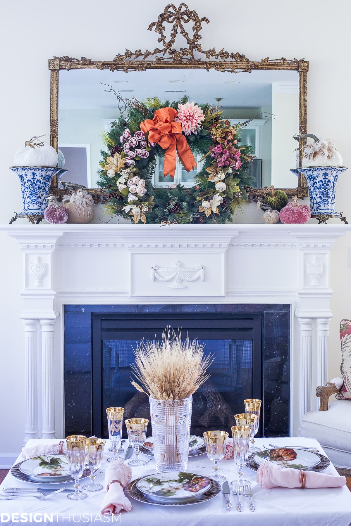 Add seasonal flavor with a fall wreath and garland - terilynadamsblog.com