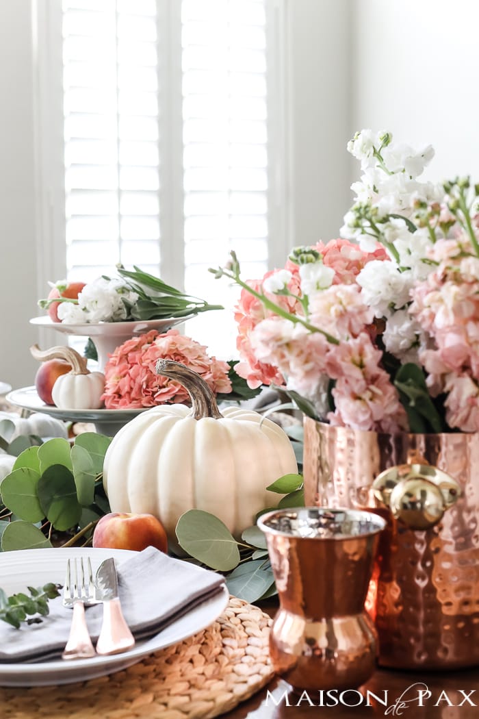 fall table neutral blush pumpkins and peaches-4