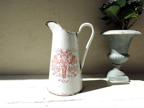 French Vintage Enamel Pitcher