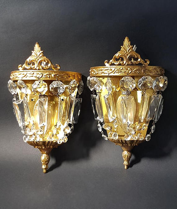 French Crystal Wall Light Sconces