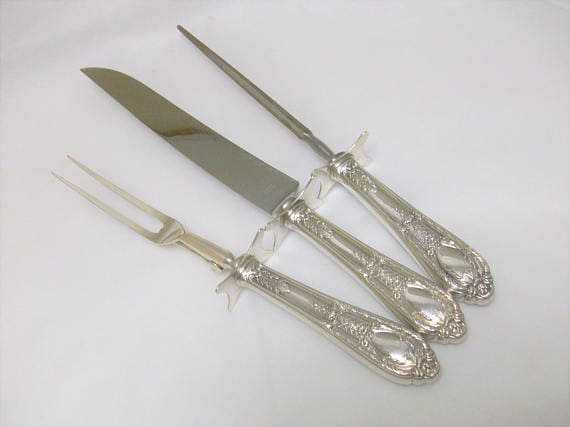 Ornate Sterling Silver Carving Set 