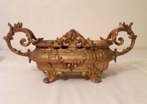 Antique Art Nouveau Gilt Jardiniere Urn Shaped Planter