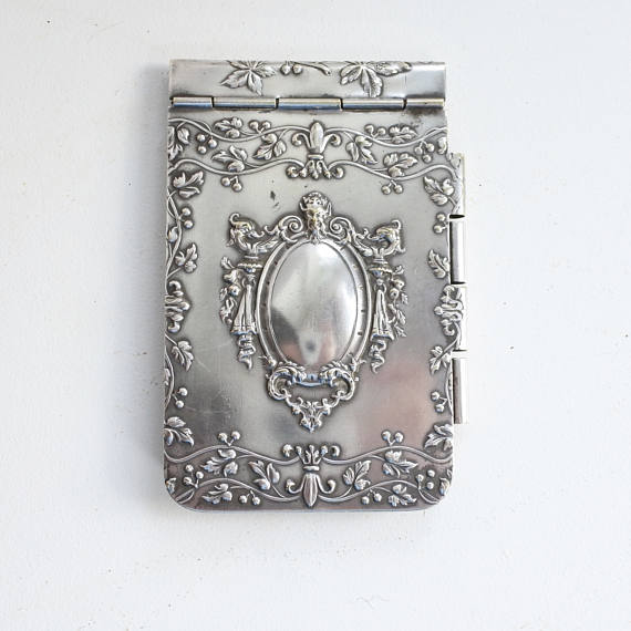 Antique French Embossed Silver Dance Card