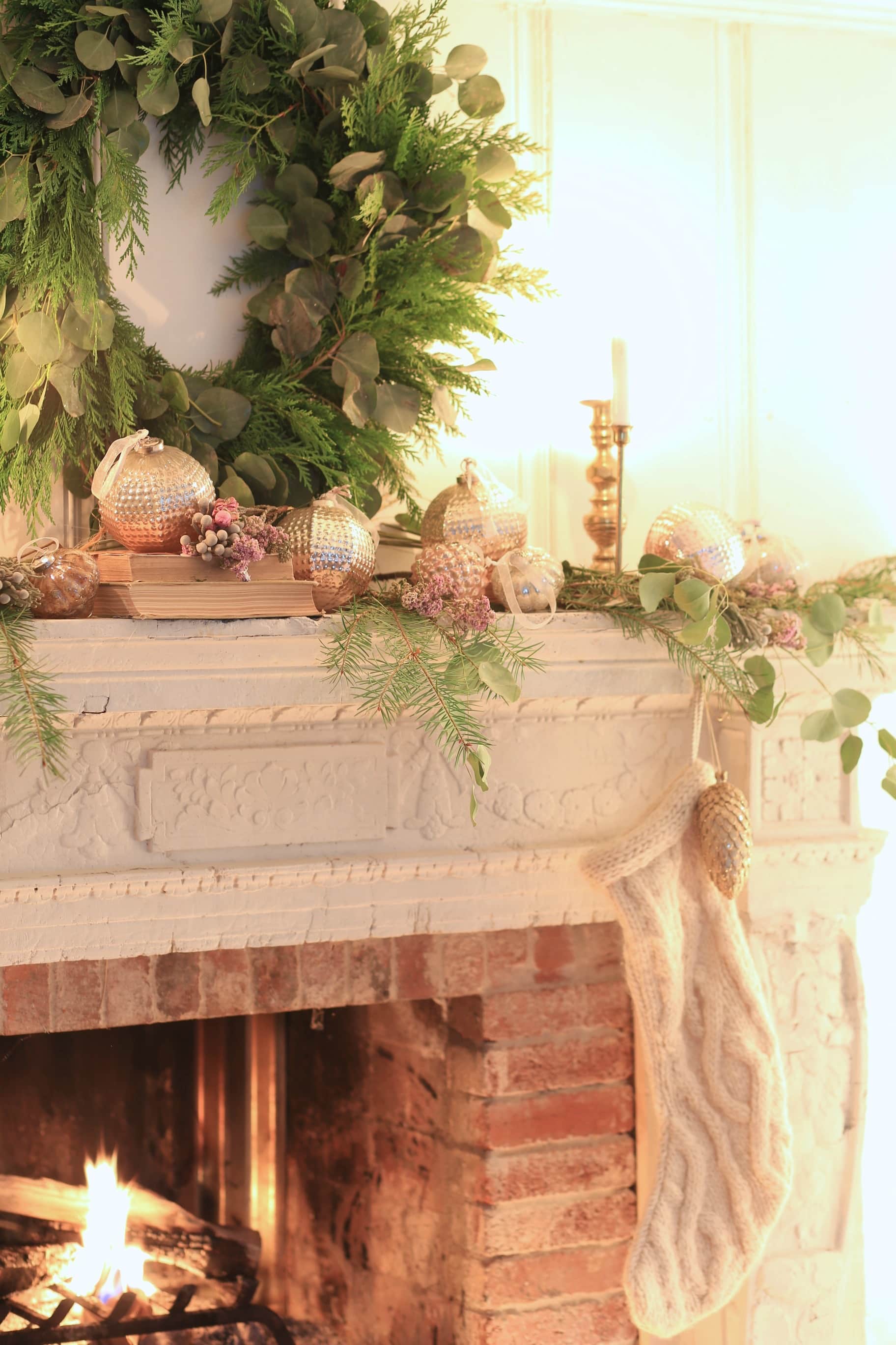 French Country Christmas mantel