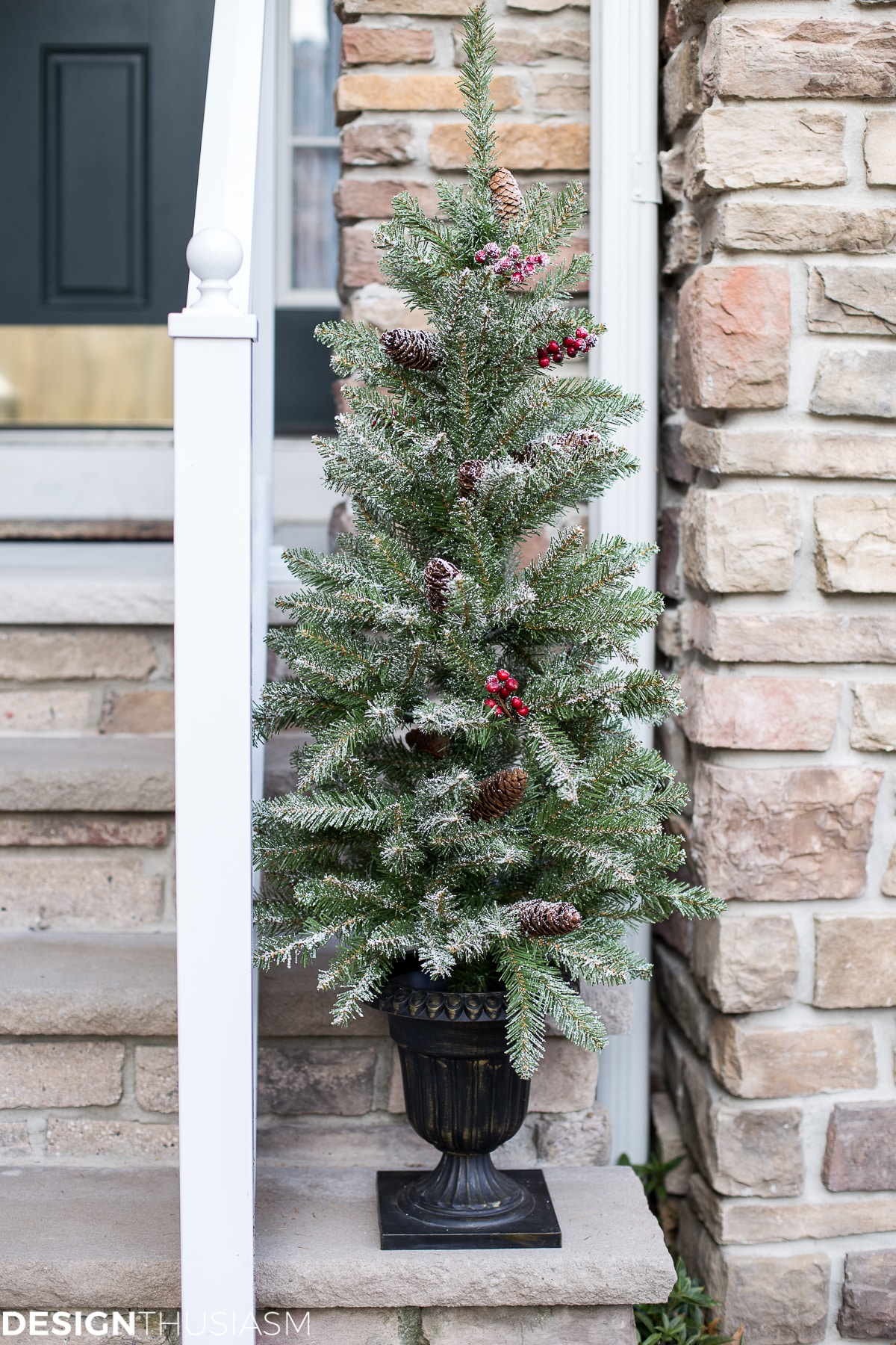 Tiny Christmas porch entrance trees