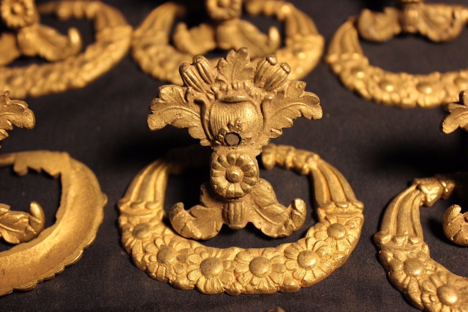Antique French style Draw pulls original gold patina