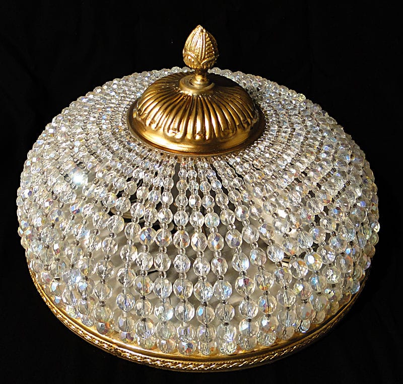 Antique french empire style gold bronze ceiling light Bronze Crystal balls 1020