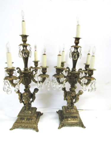 Pair of French Putti/Cherub Candelabras