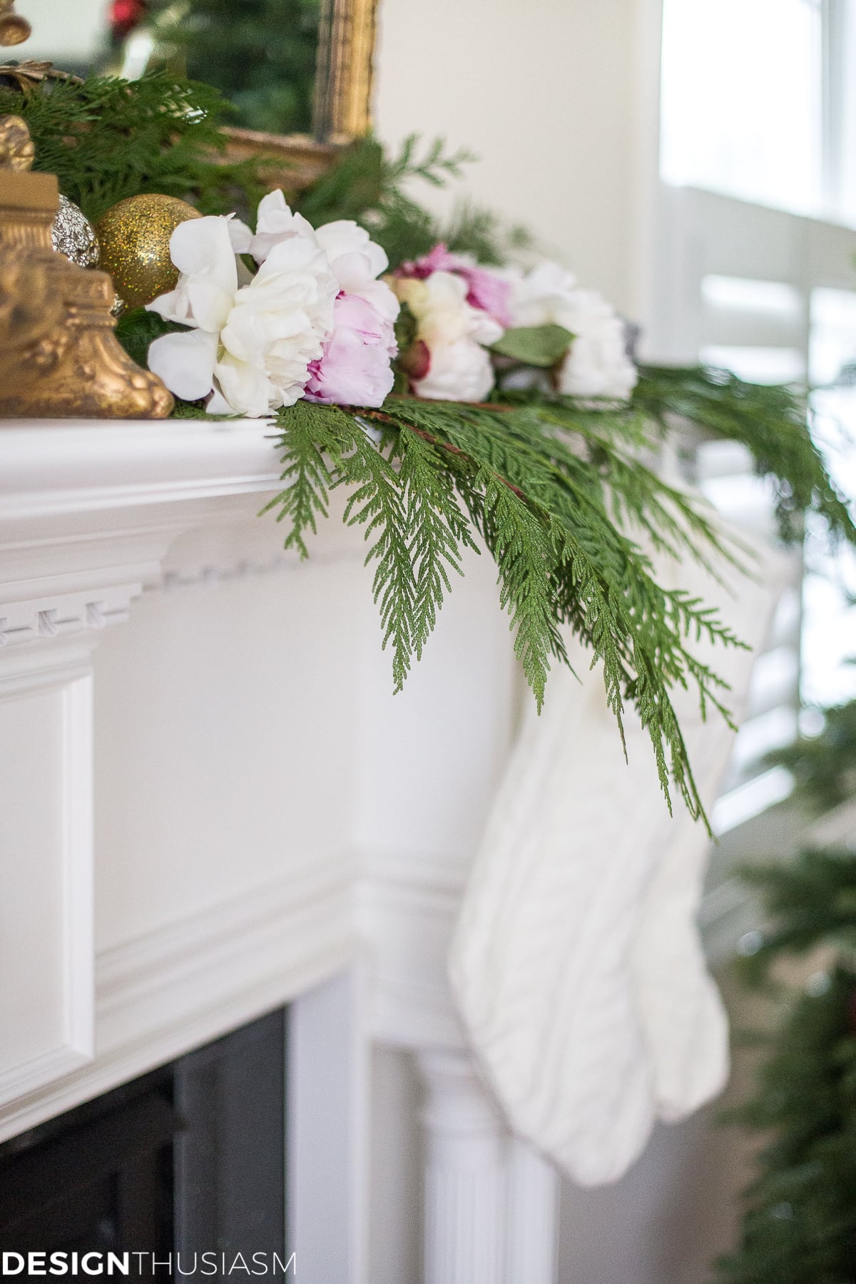 Romantic Holiday Decorating with a Christmas Mantel Garland - terilynadamsblog.com