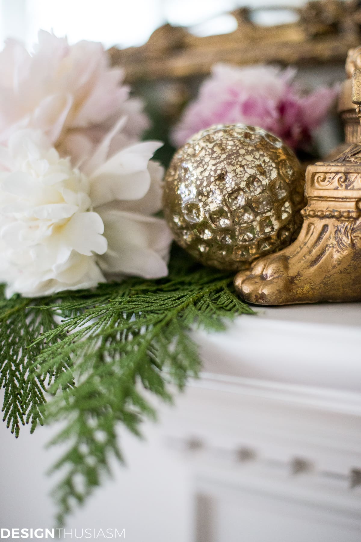 Romantic Holiday Decorating with a Christmas Mantel Garland - terilynadamsblog.com