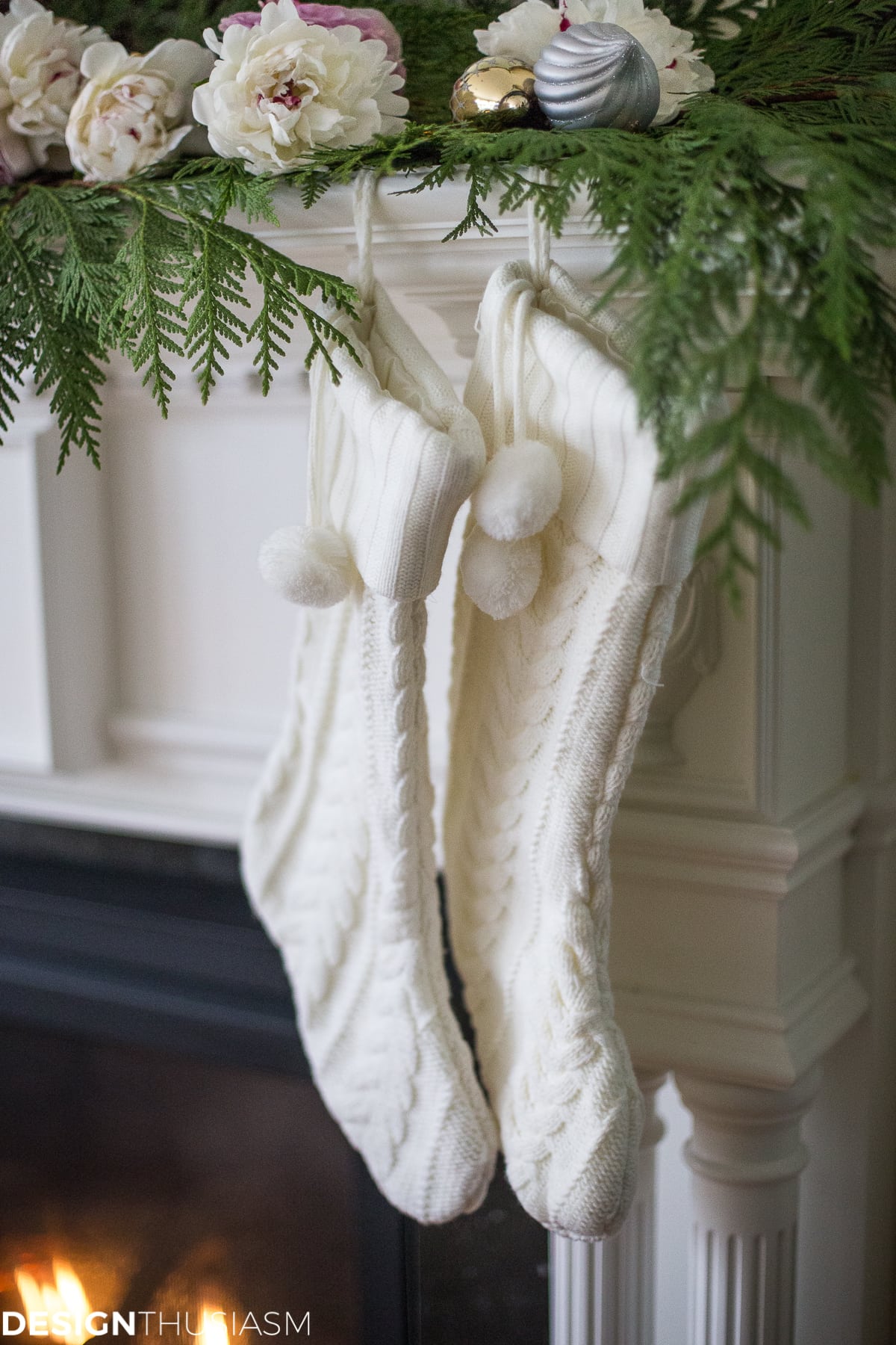 Romantic Holiday Decorating with a Christmas Mantel Garland - terilynadamsblog.com