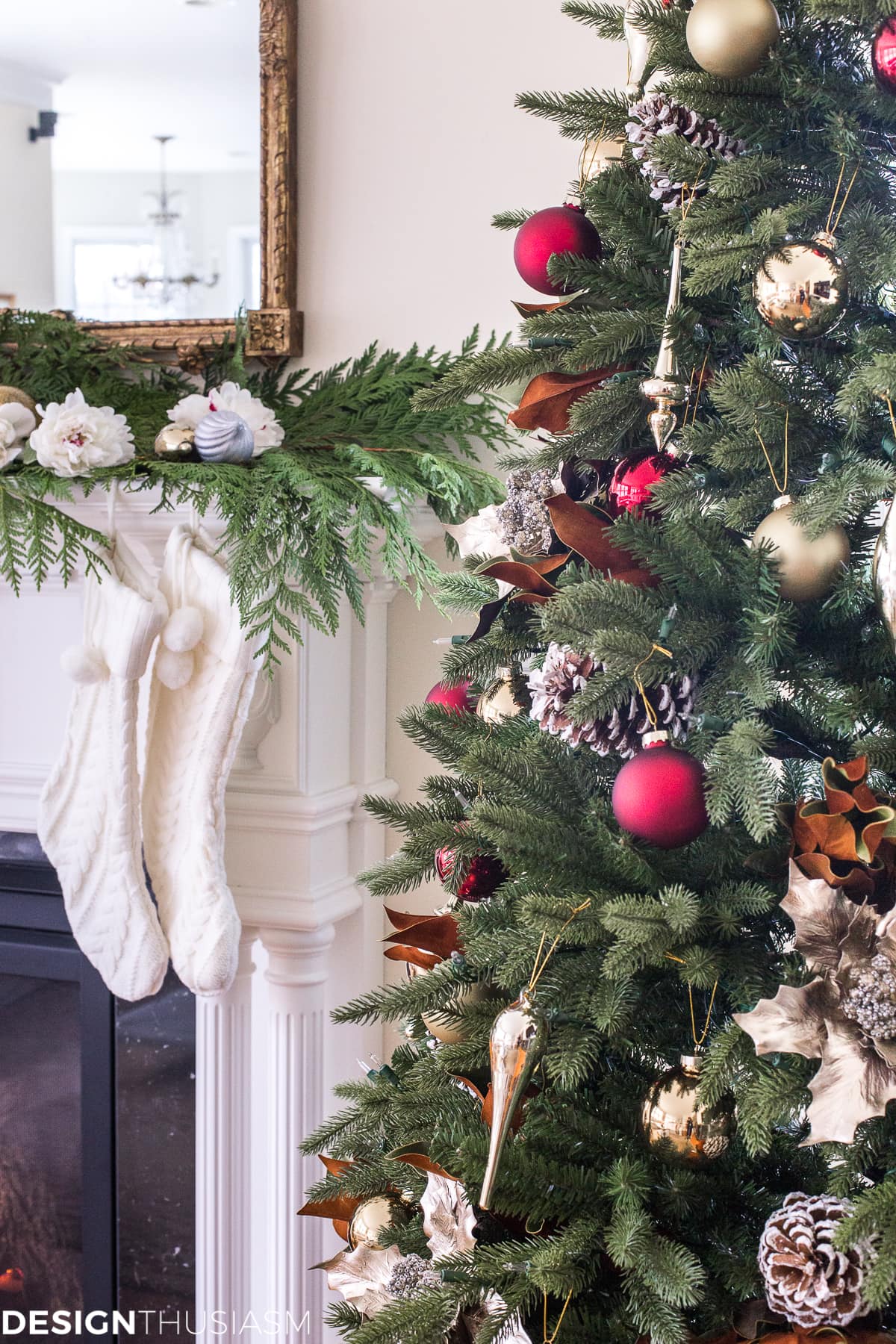 Adding Cheer to the Family Room with a Slim Christmas Tree - terilynadamsblog.com