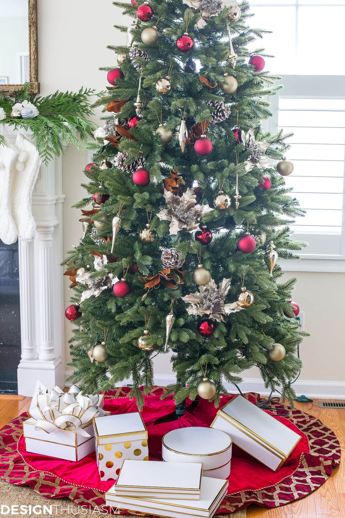 Adding Cheer to the Family Room with a Slim Christmas Tree - terilynadamsblog.com