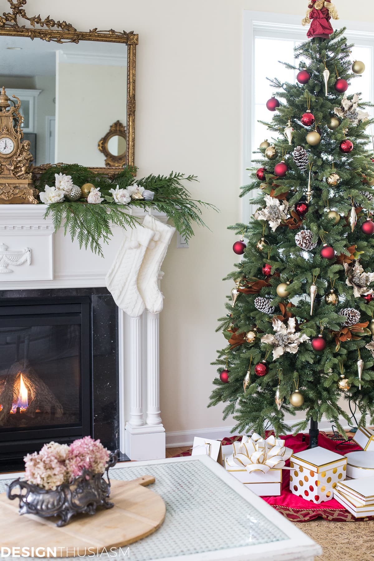 Adding Cheer to the Family Room with a Slim Christmas Tree - terilynadamsblog.com