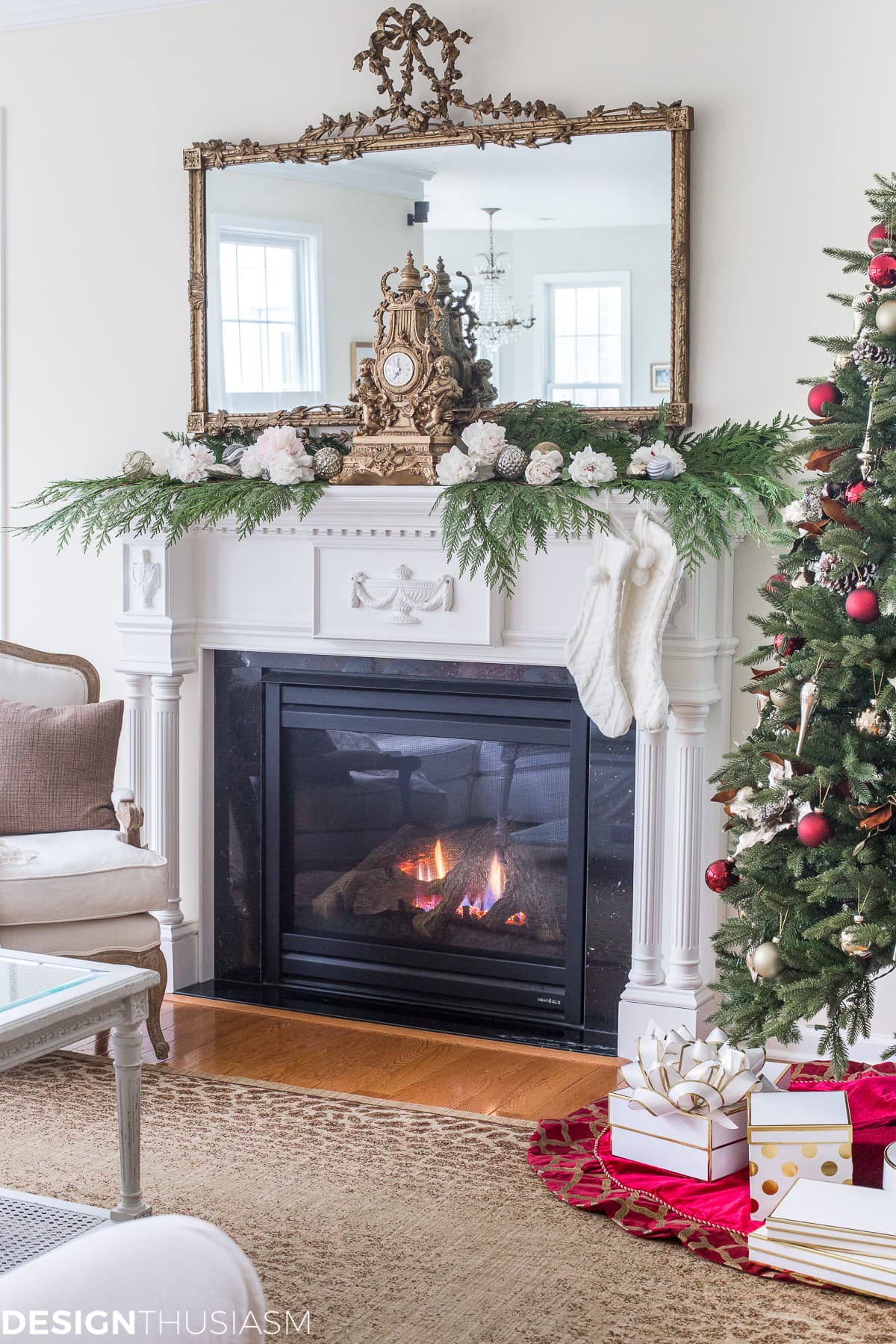 Adding Cheer to the Family Room with a Slim Christmas Tree - terilynadamsblog.com