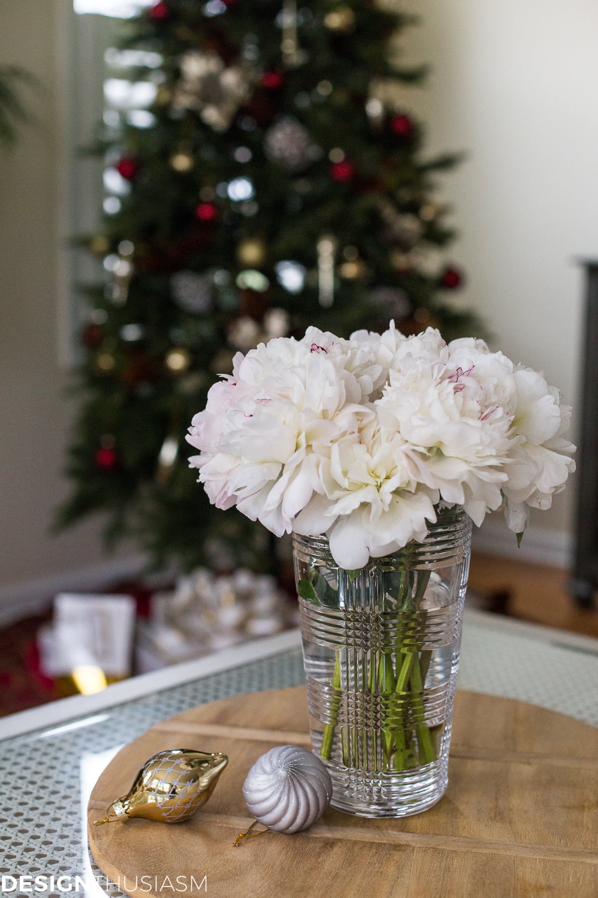 Adding Cheer to the Family Room with a Slim Christmas Tree - terilynadamsblog.com
