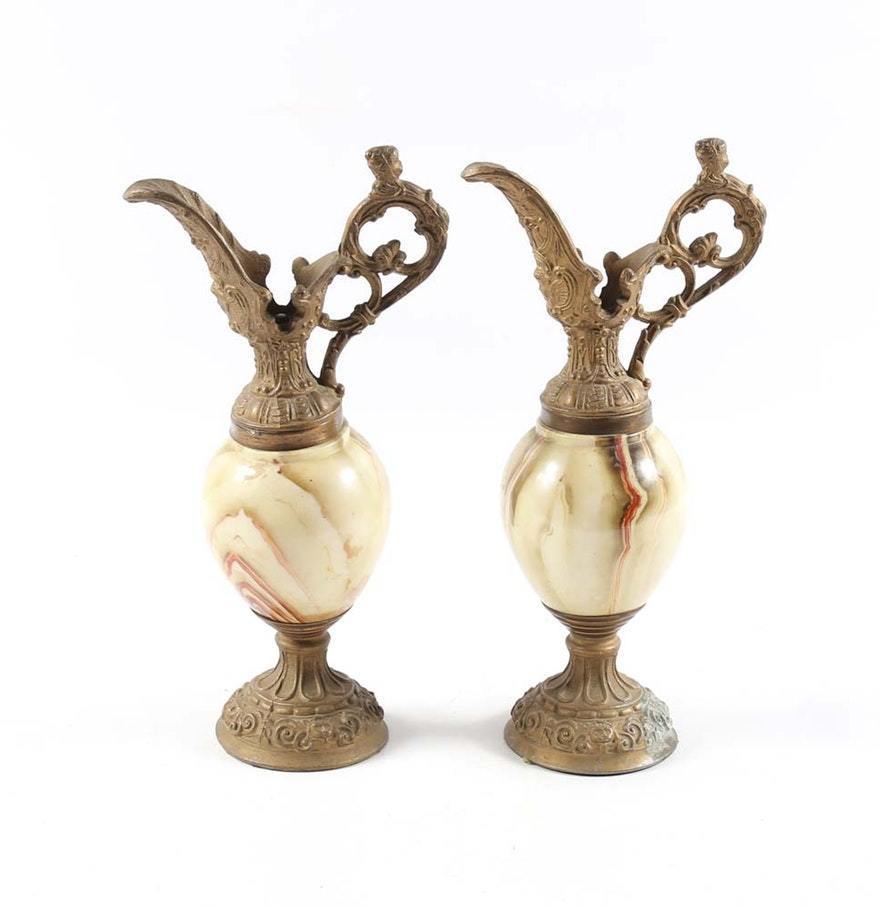 Pair of French Bronze Ewers