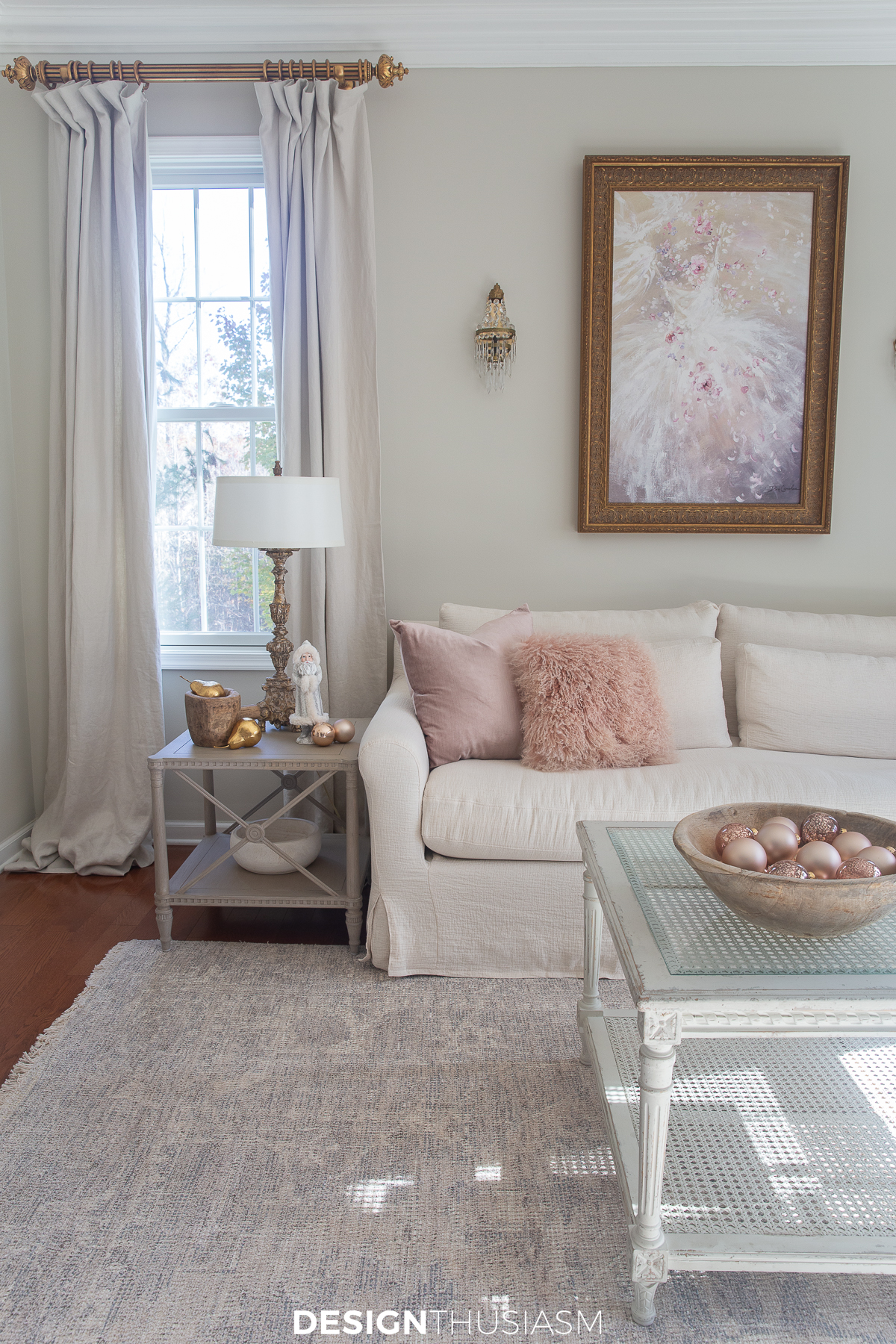 French Country holiday decor with blush pink