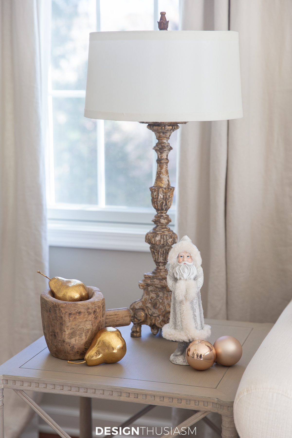 French Country holiday decor with a Belsnickel Santa