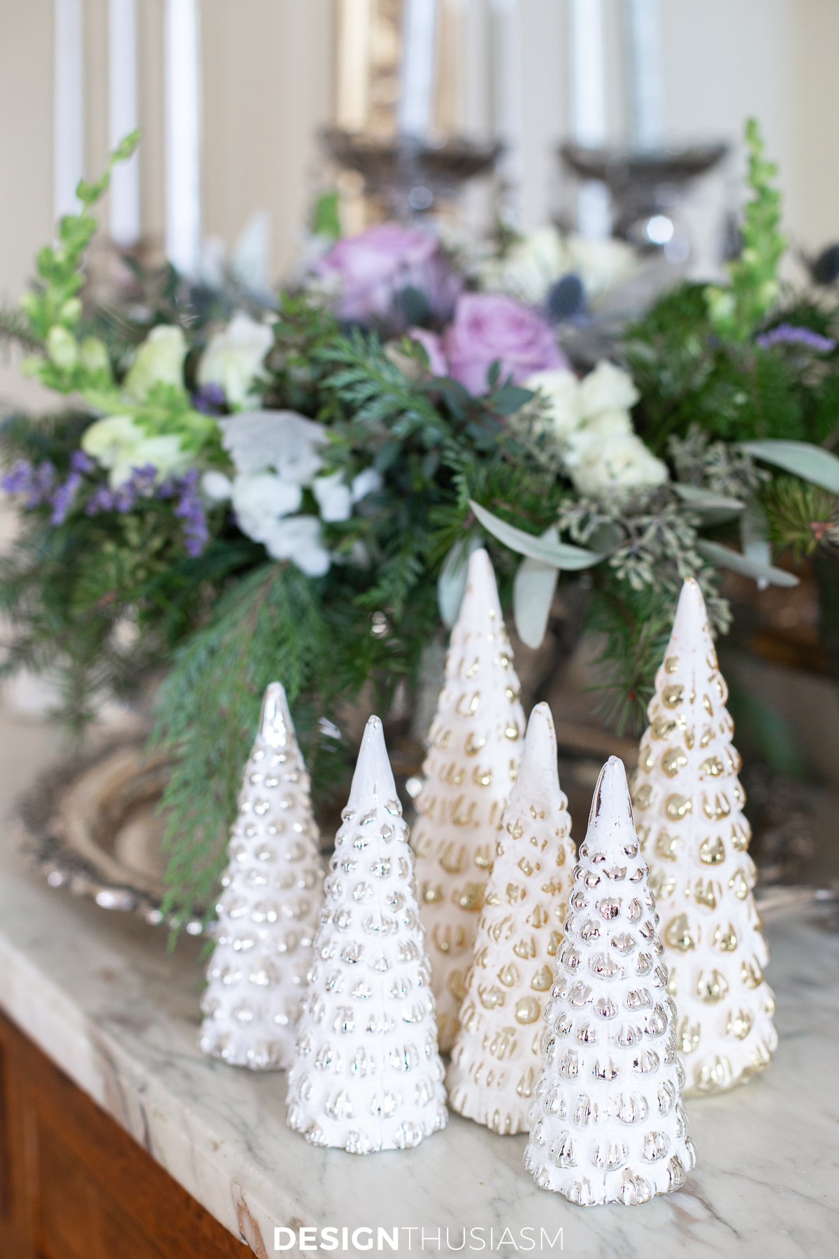 winter decor glass trees
