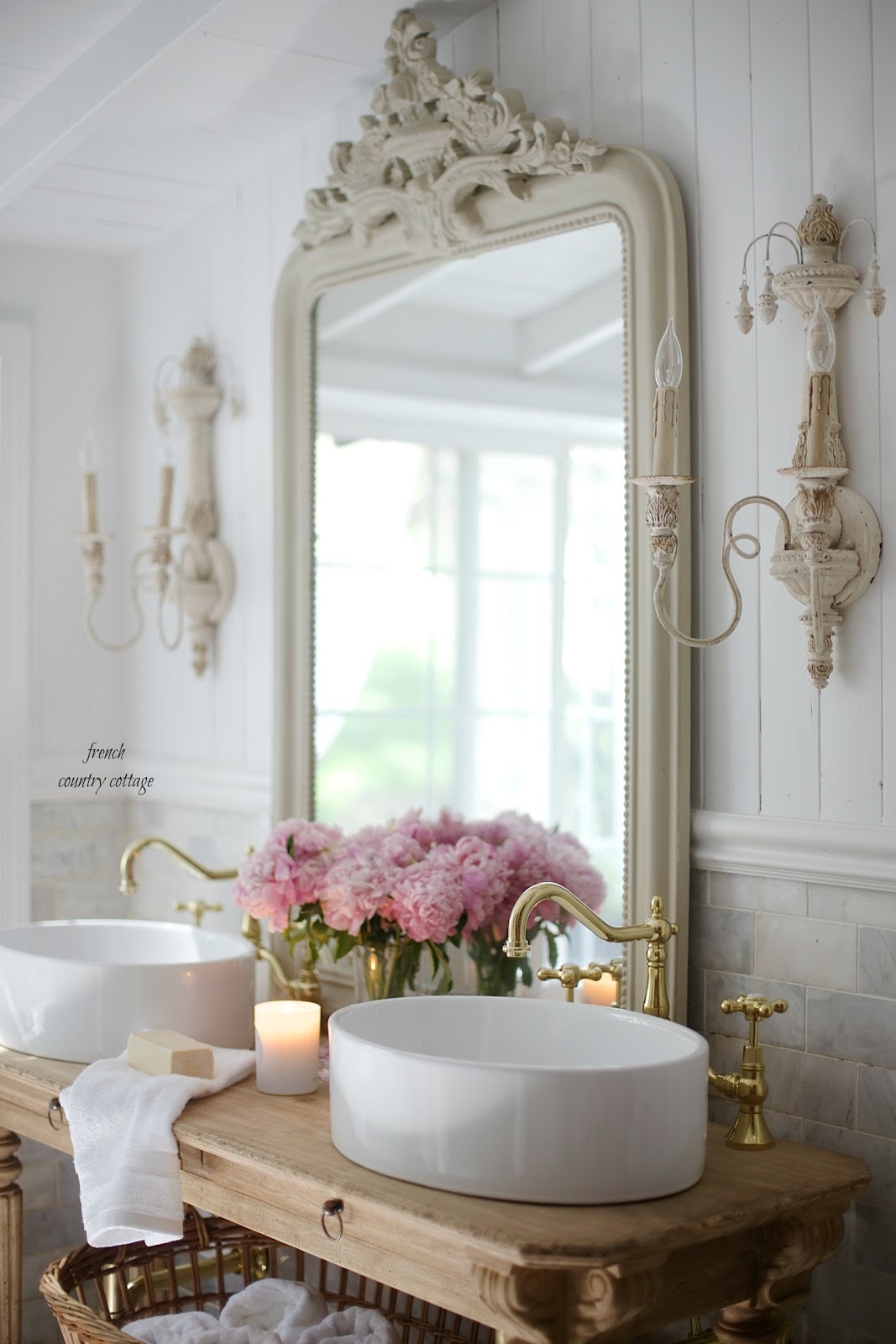 White master bath Inspiration - French Country Cottage