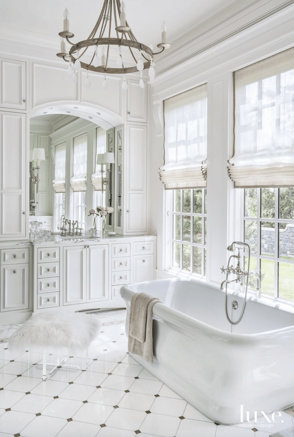 White master bath Inspiration - Luxe Interiors and Homes