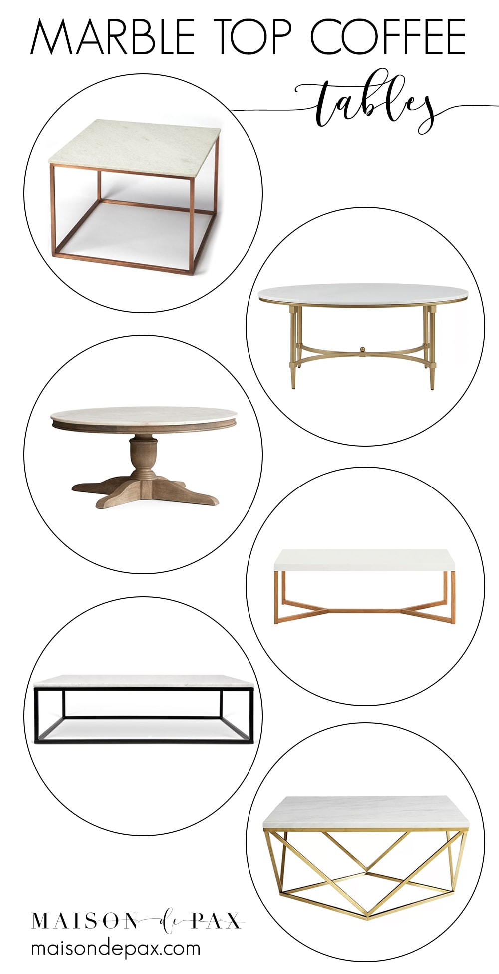 Marble top coffee tables-collage