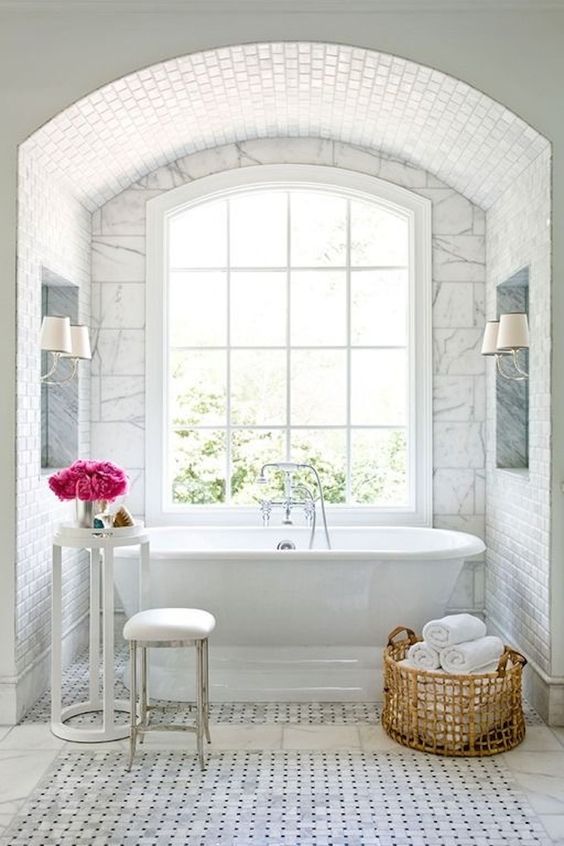 White master bath Inspiration - Mark Williams Design Associates 