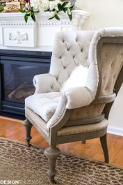 A French style chair accentuates a spring mantel - terilynadamsblog.com